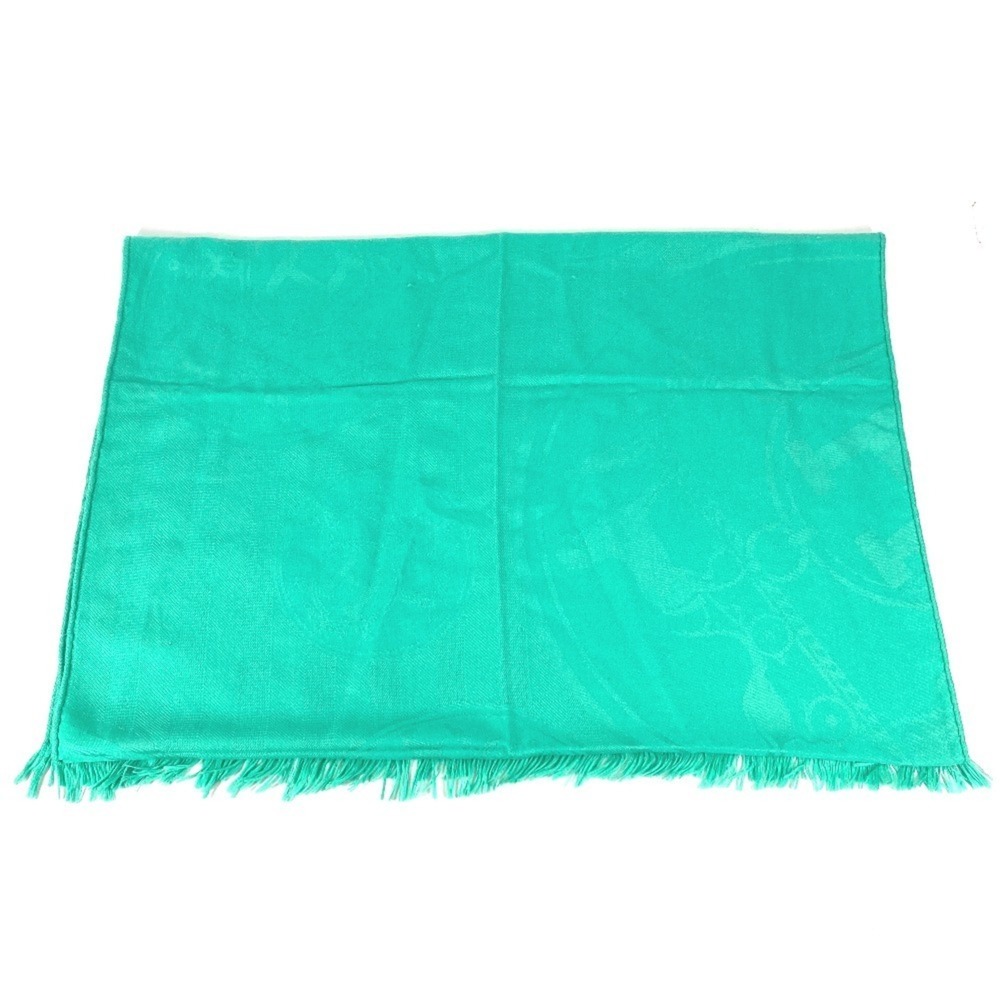 HERMES New Libris Shawl, Fringe Scarf, Cashmere, Silk, Men's & Women's, Green - Picture 2 of 14